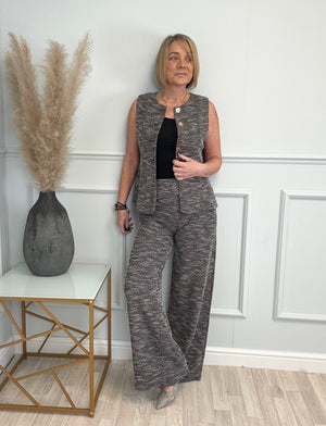 Leilani Textured Button-Up Waistcoat 10-14 Black - Susie's Boutique
