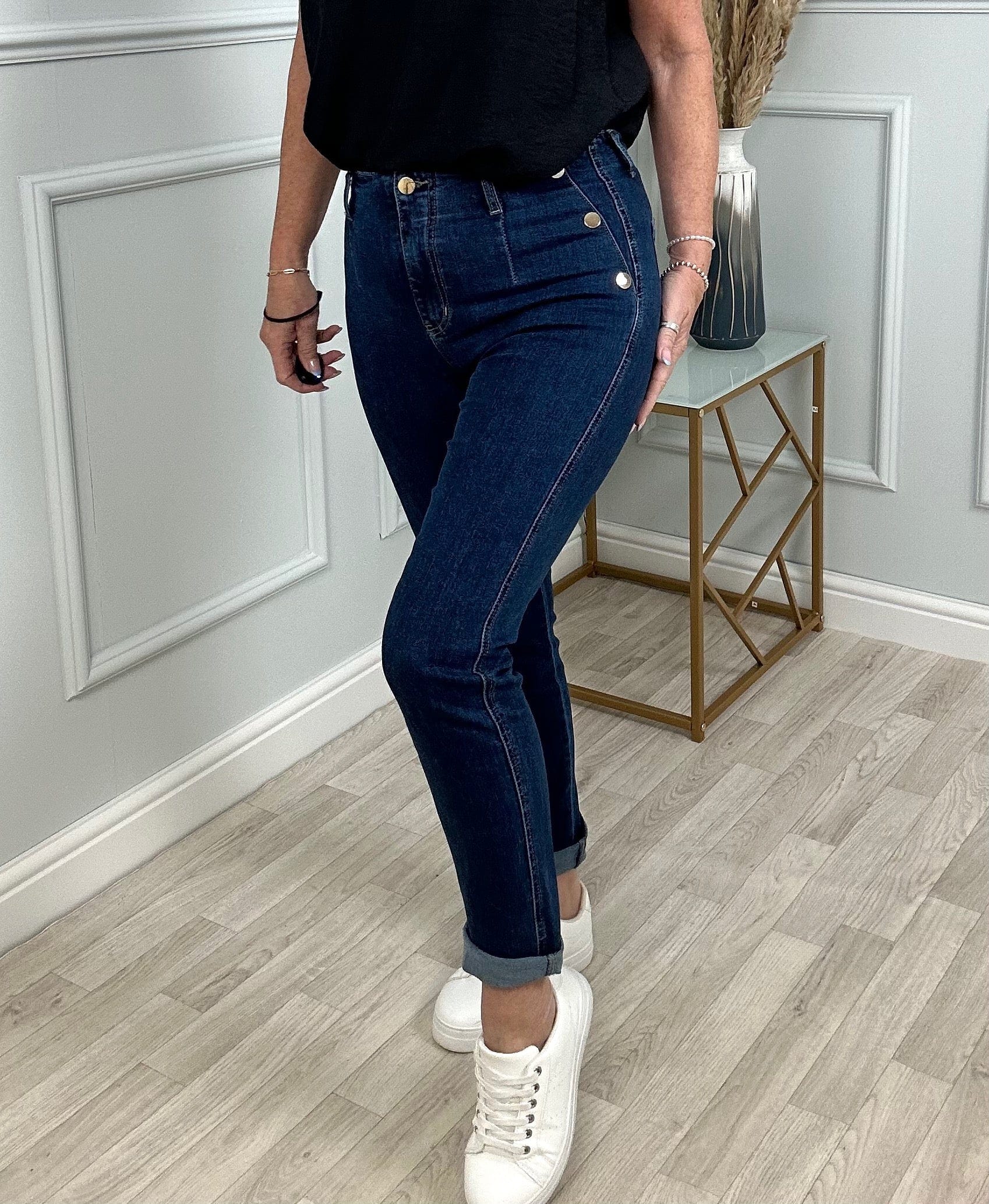 G - Smack Harriet Button Mom Jeans 10-20 Dark Wash - Susie's Boutique