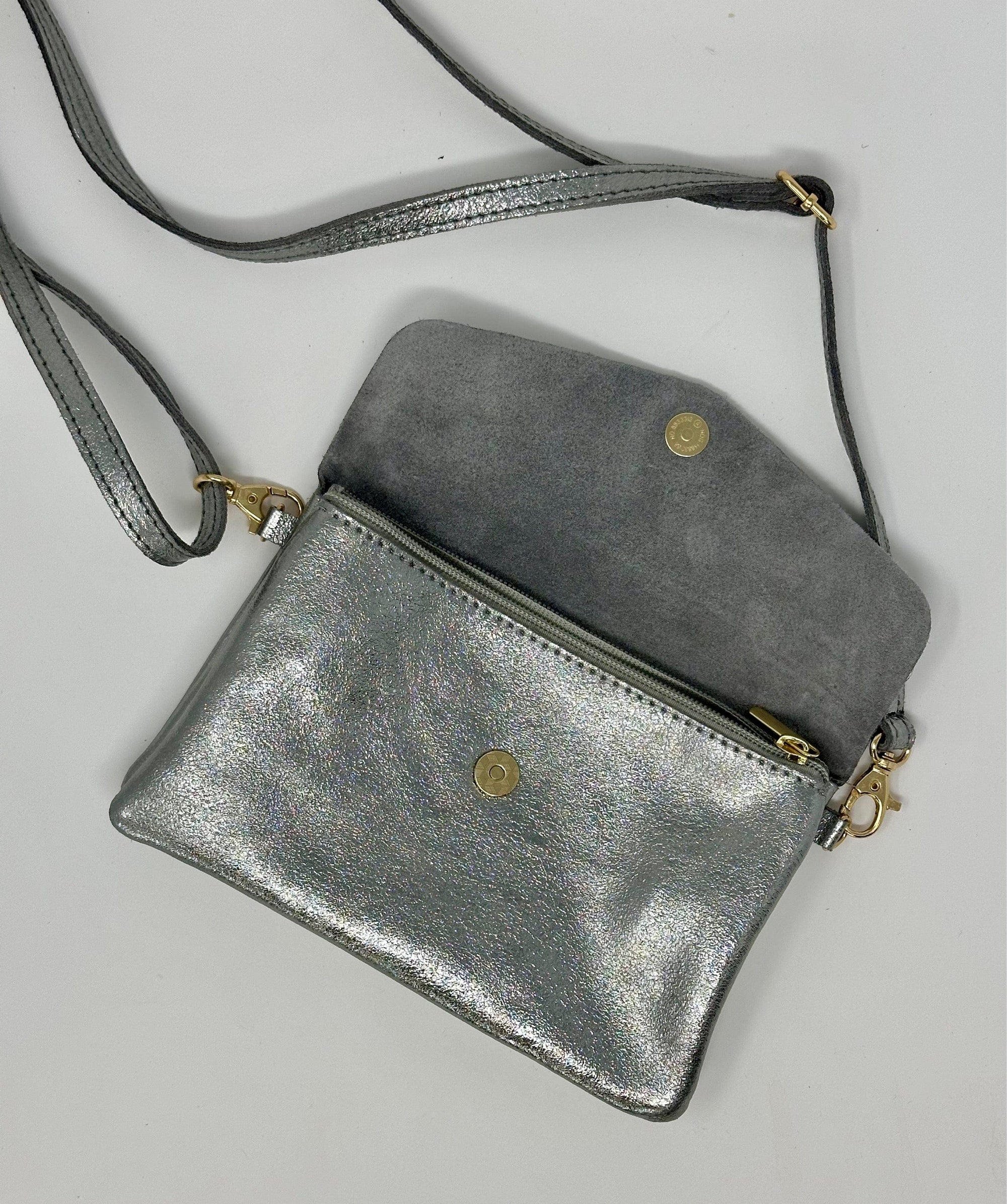 Leather Crossbody  Bag Silver - Susie's Boutique