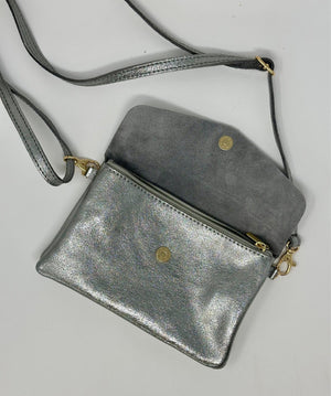 Leather Crossbody  Bag Silver - Susie's Boutique