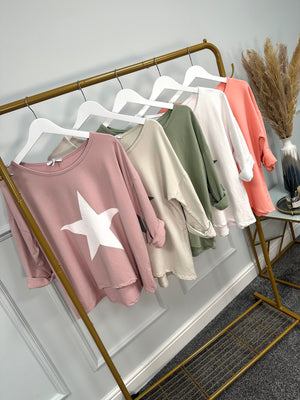 Star Long Sleeve Sweatshirt top  8-16 Blush - Susie's Boutique