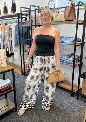 Paisley Wide-Leg Trousers 8-16 Black