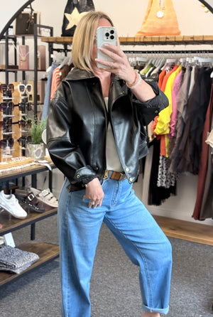 Frankie Faux Leather Jacket Black