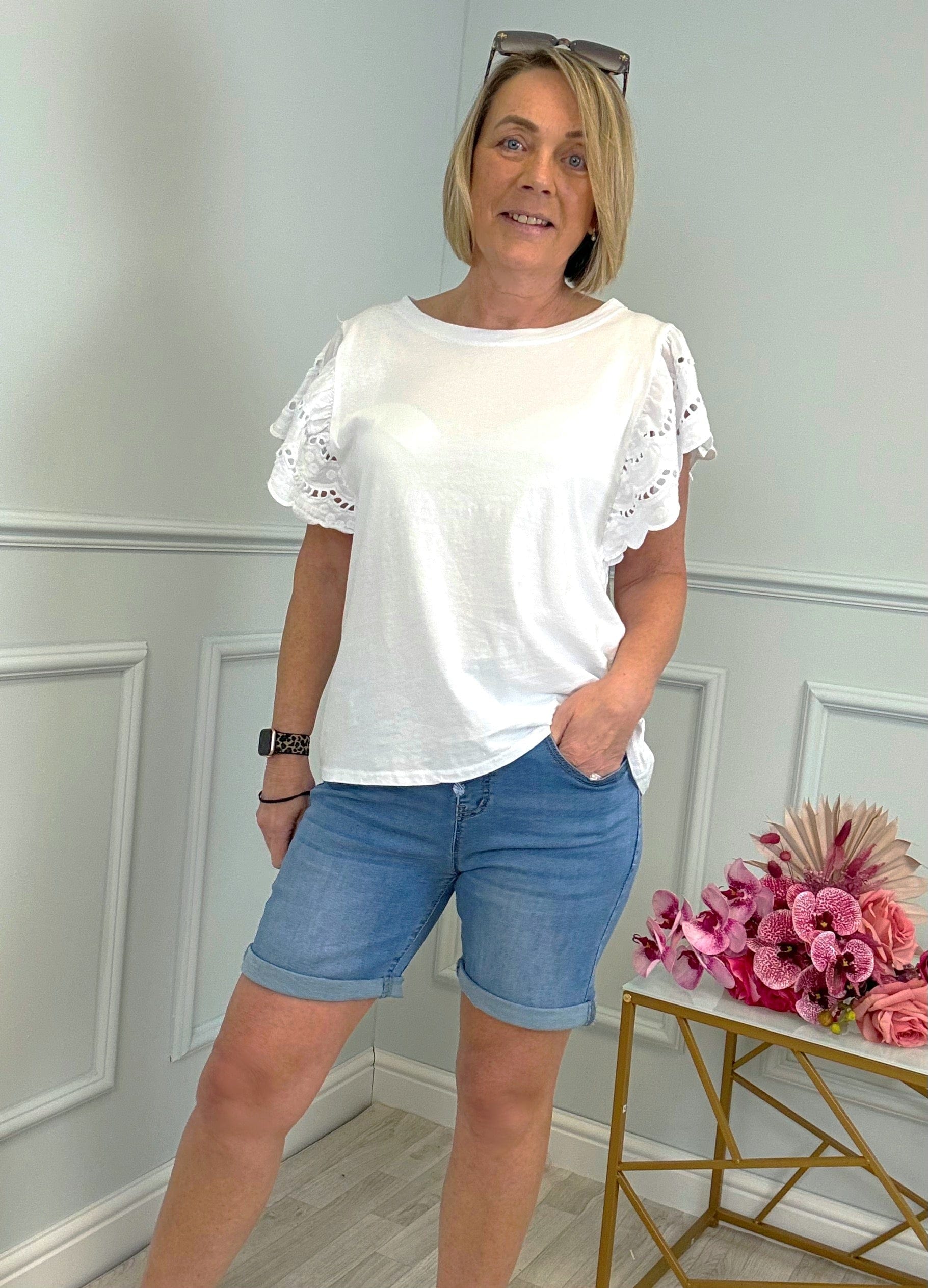 Vida Drawstring Denim Shorts 10-22 (6.5")