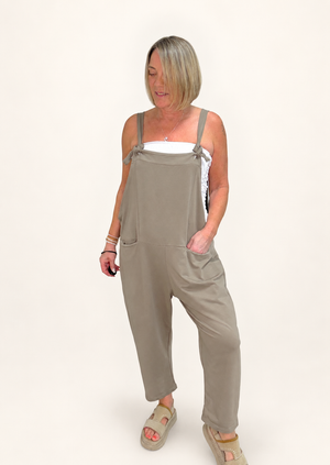 Nina Jersey Barrel Dungarees 8-16 Mocha