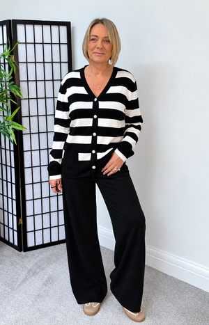 Sloane Knitted Stripe Co-Ord – Black & White