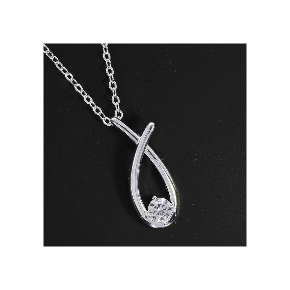 Contemporary Kiss Silver-Plated CZ Pendant Necklace - Susie's Boutique