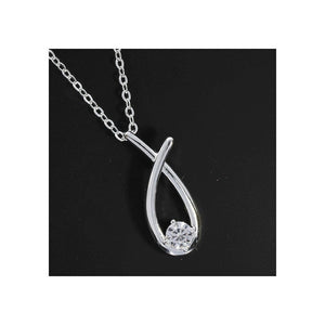 Contemporary Kiss Silver-Plated CZ Pendant Necklace - Susie's Boutique
