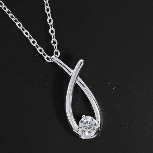 Contemporary Kiss Silver-Plated CZ Pendant Necklace - Susie's Boutique