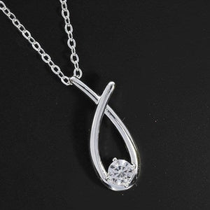 Contemporary Kiss Silver-Plated CZ Pendant Necklace - Susie's Boutique