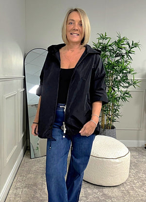 Susan Hope Showerproof Mac Bomber Jacket 8-18 Black