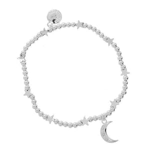 Stackable Silver-Plated Celestial Bracelet – Moon Charm - Susie's Boutique