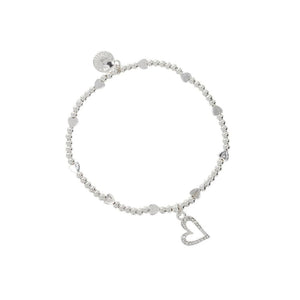 Stackable Silver-Plated Sparkle Heart Bracelet - Susie's Boutique