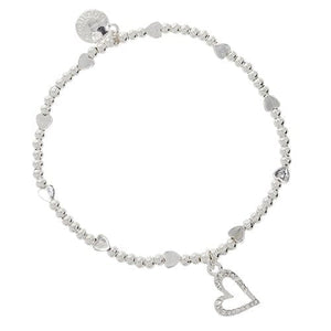 Stackable Silver-Plated Sparkle Heart Bracelet - Susie's Boutique
