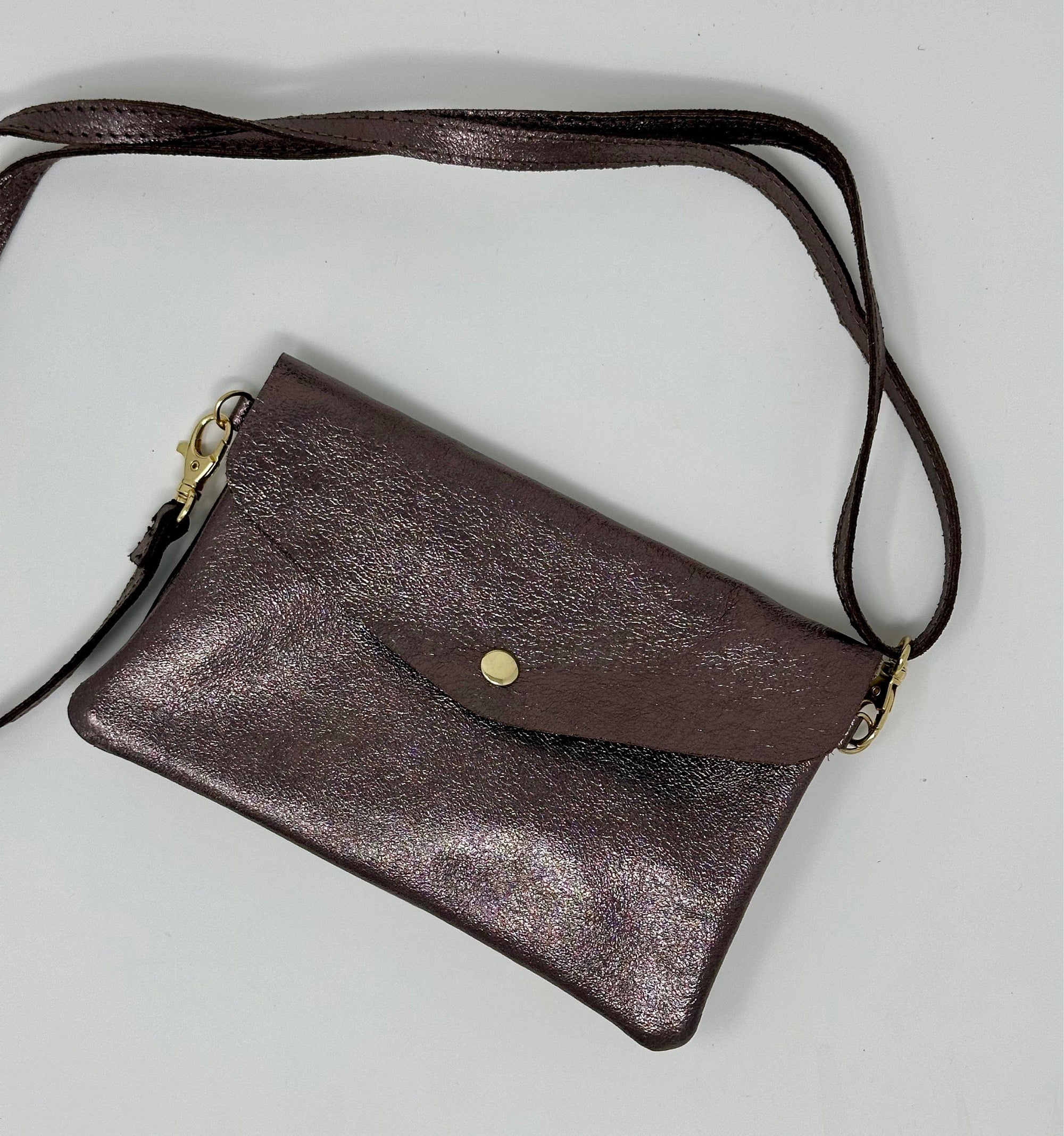 Leather Crossbody  Bag Pewter - Susie's Boutique