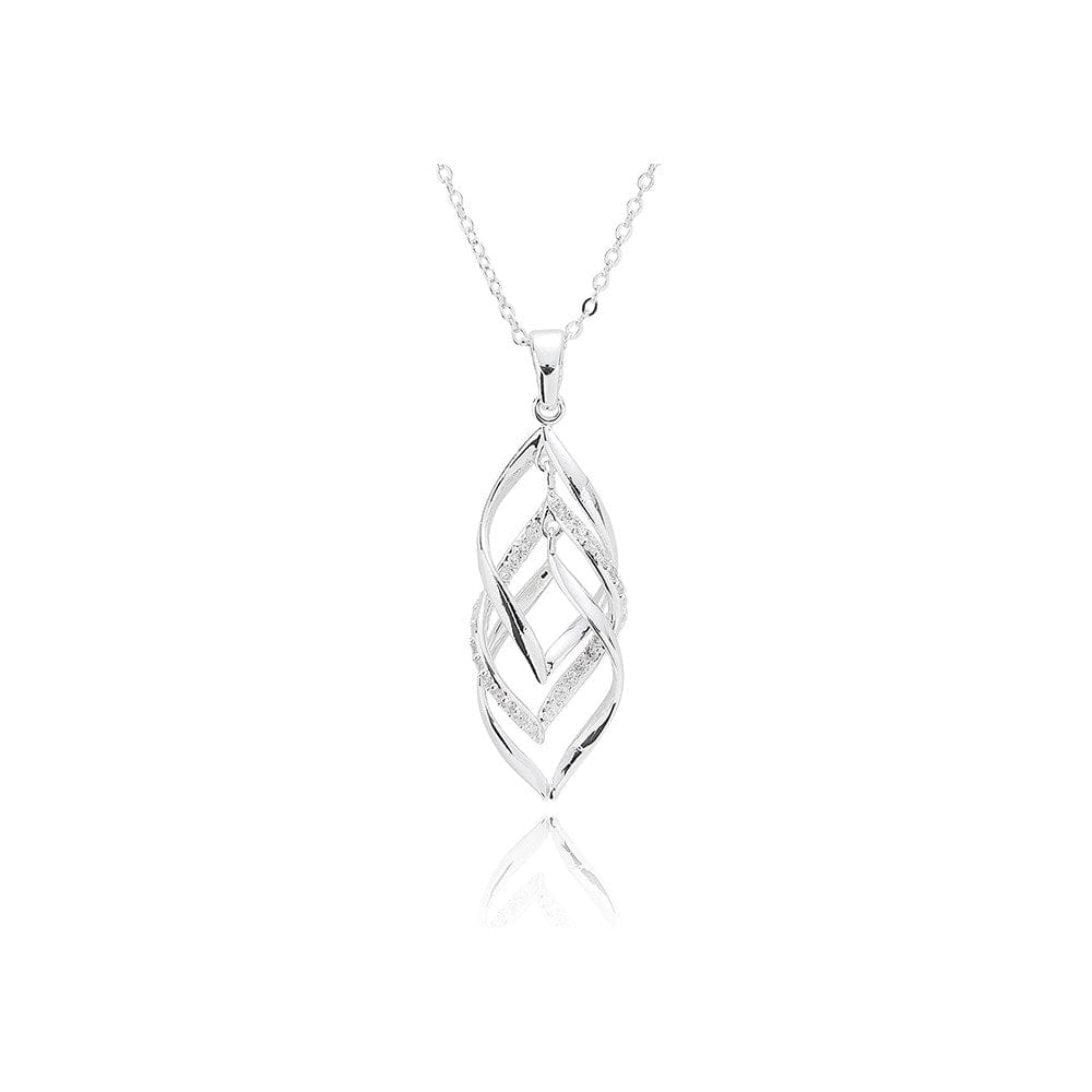 Twisted Bliss Silver-Plated Triple Twist Pavé CZ Pendant Necklace - Susie's Boutique