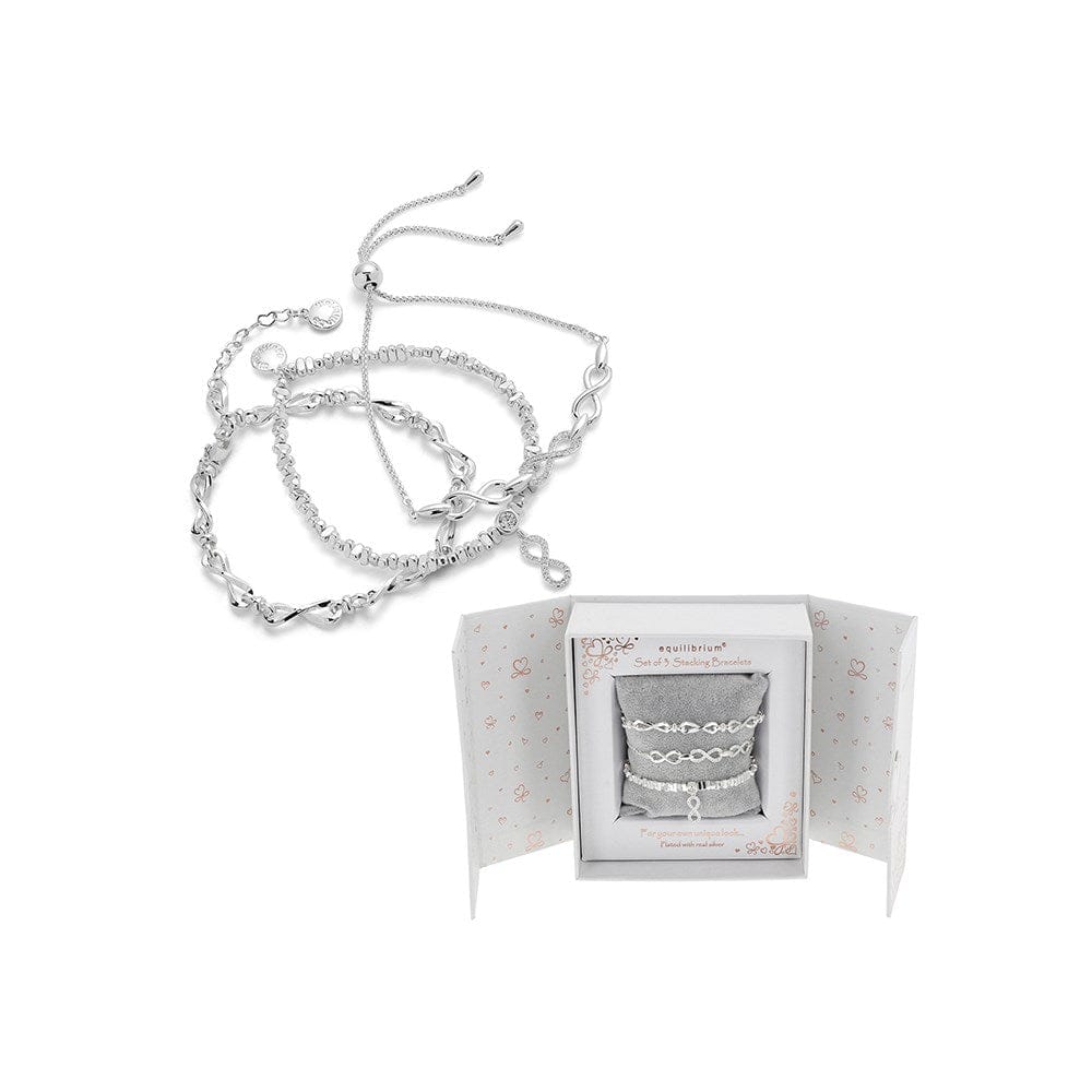 Gift Boxed Set of 3 Silver-Plated Stacking Infinity Bracelets - Susie's Boutique