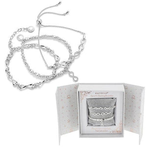 Gift Boxed Set of 3 Silver-Plated Stacking Infinity Bracelets - Susie's Boutique