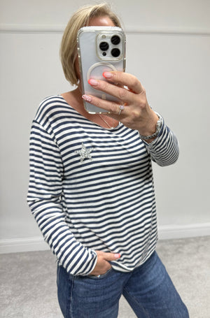 Stripe T-shirt Top 8-16 sand NO RETURNS ON SALE ITEMS