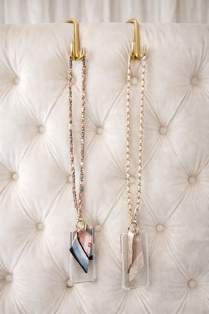 Gold Chain Phone Lanyard with Fabric Detail