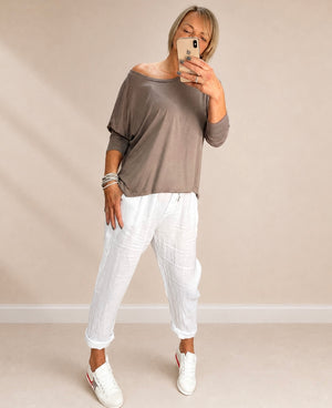 Hallie Scoop Hem Sleeved Top 8-20 more colours