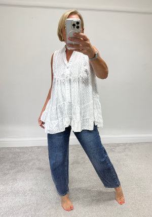 Broderie Anglais Top 8-16 no returns on sale items