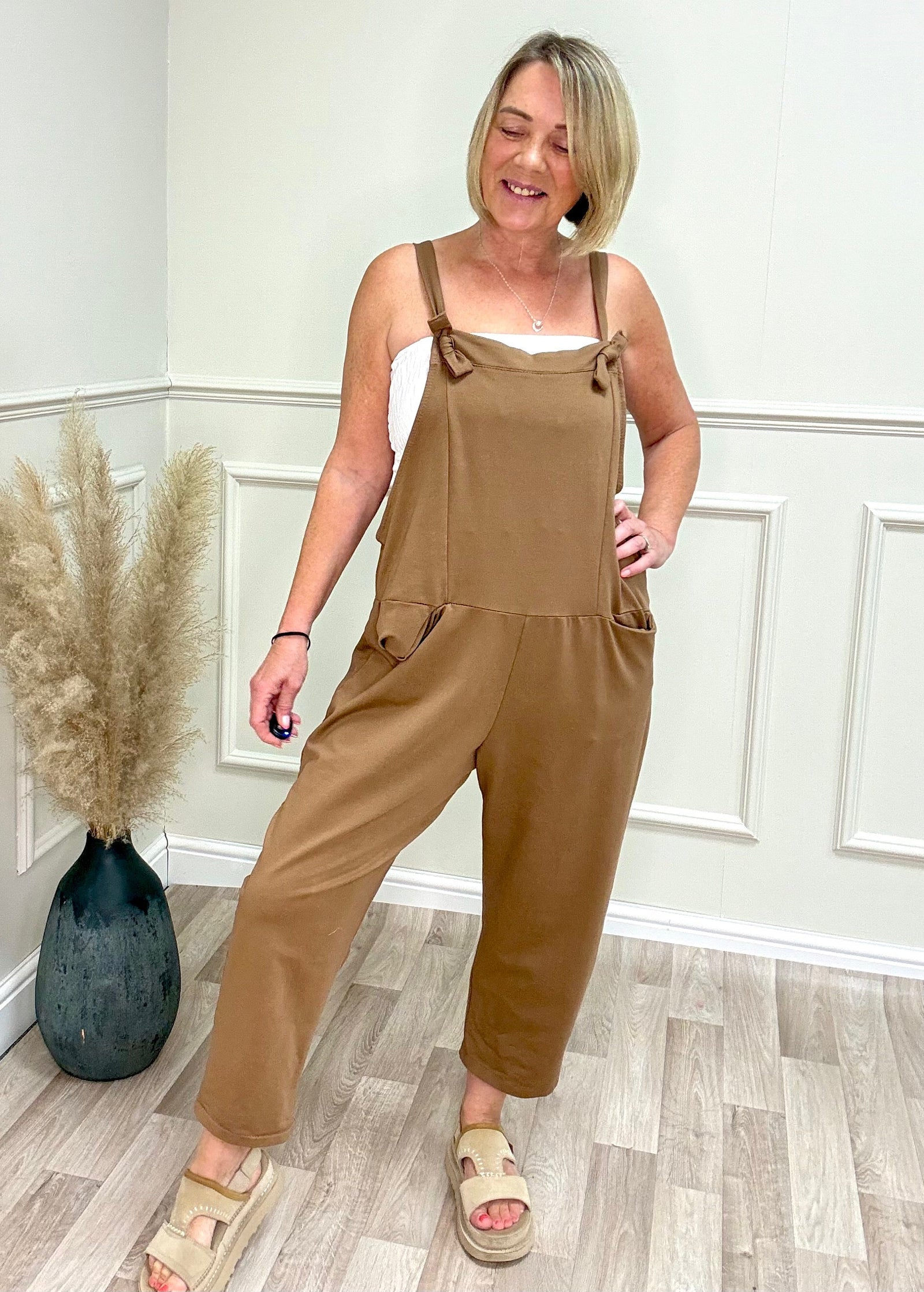 Nina Jersey Barrel Dungarees 8-16 Camel