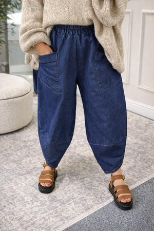 Lauren Denim Barrel Cocoon Jogger/Pants 8-20 Dark Wash