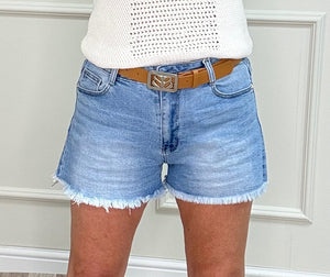 Marnie Frayed Hem Denim Shorts Size 8–18