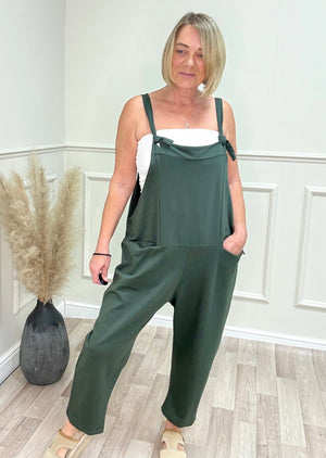 Nina Jersey Barrel Dungarees 8-16 Khaki
