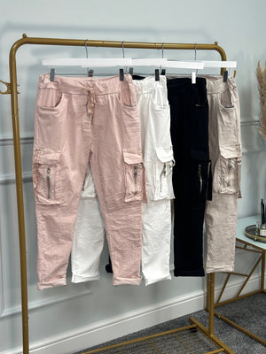 Eris Cargo Zip Pocket Magic Pants 8-16 White - Susie's Boutique