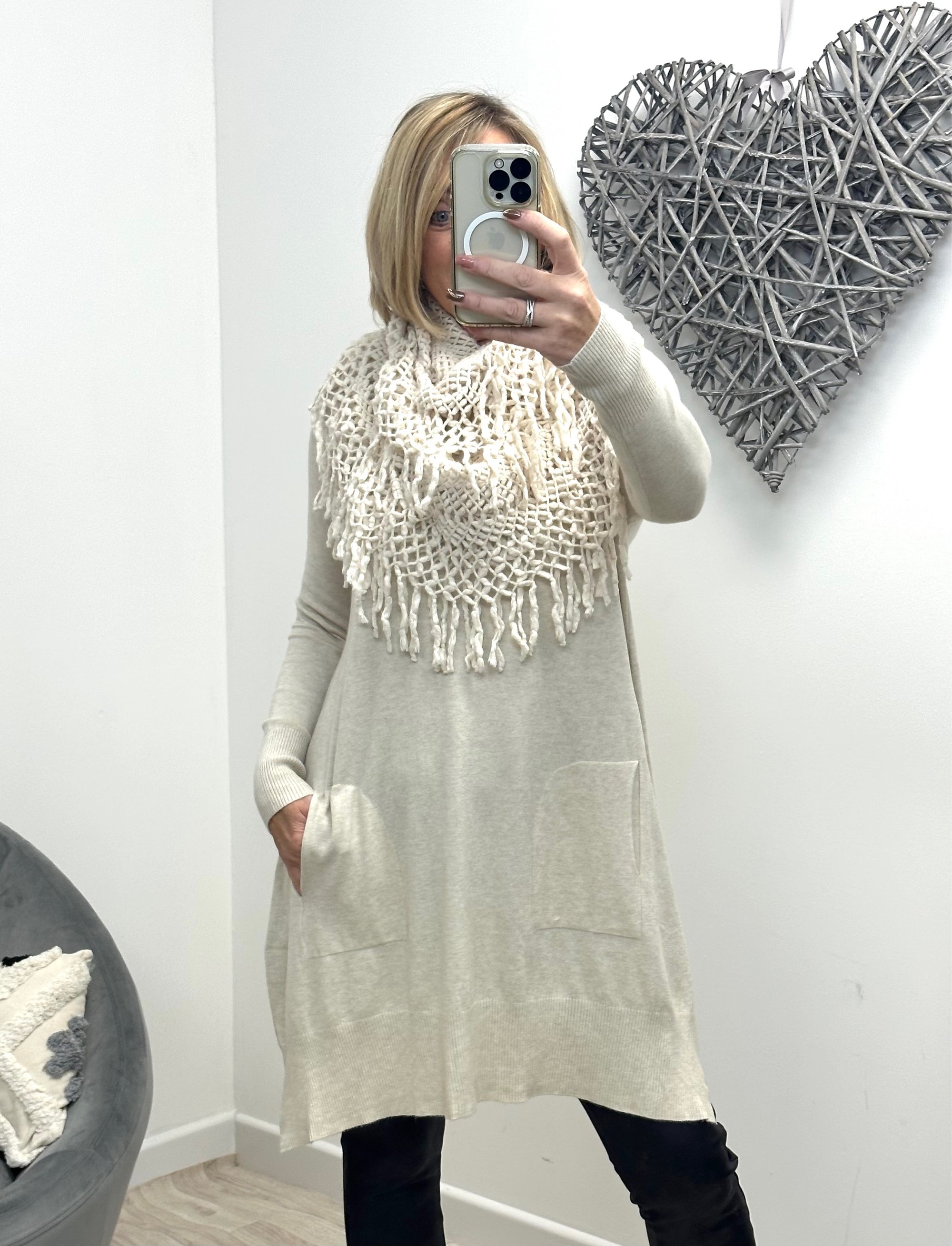 Tully Pocket Tunic With Snood 8-18 Cream - Susie's Boutique