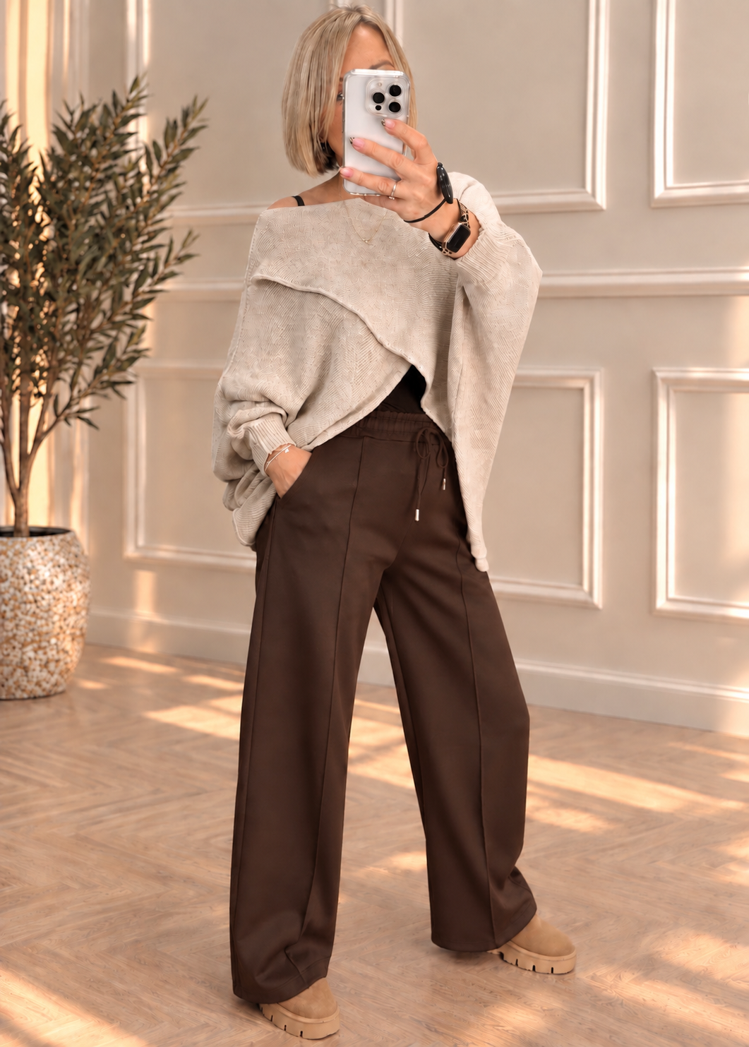 Alexandria Wide Straight Leg Trousers 8-18 Chocolate