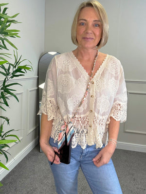 Gold Chain Phone Lanyard with Fabric Detail