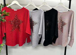 Starburst Sequin Jumper 8-16 Black - Susie's Boutique