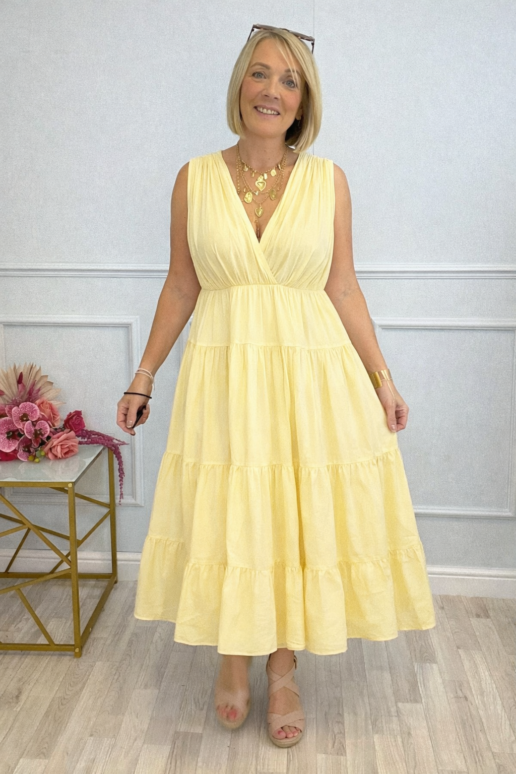 Calla Tiered Cotton Midi  Dress 8–18 No Returns on Sale Items