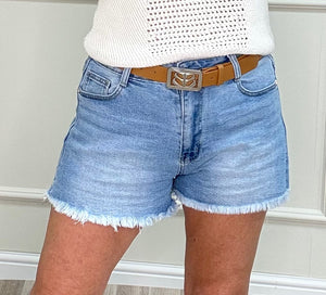 Marnie Frayed Hem Denim Shorts Size 8–18