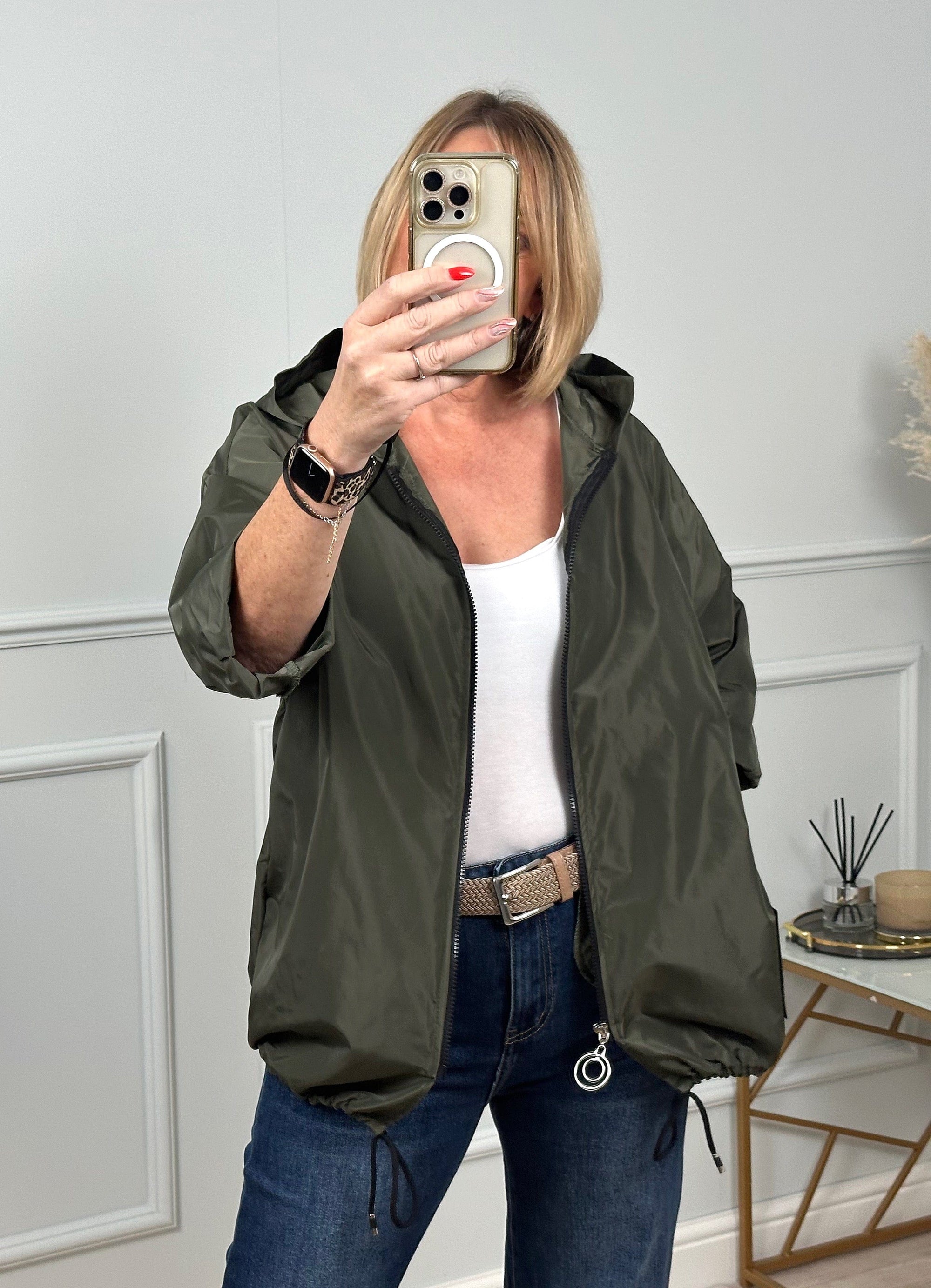 Susan Hope Showerproof Mac Bomber Jacket 8-18
 Khaki - Susie's Boutique