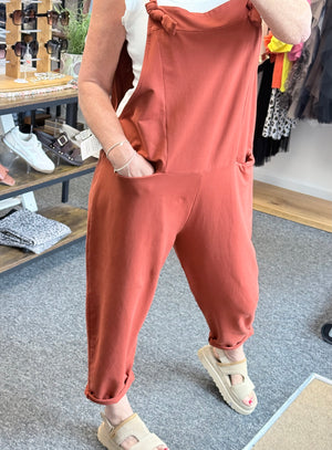 Nina Jersey Barrel Dungarees 8-16
 Rust