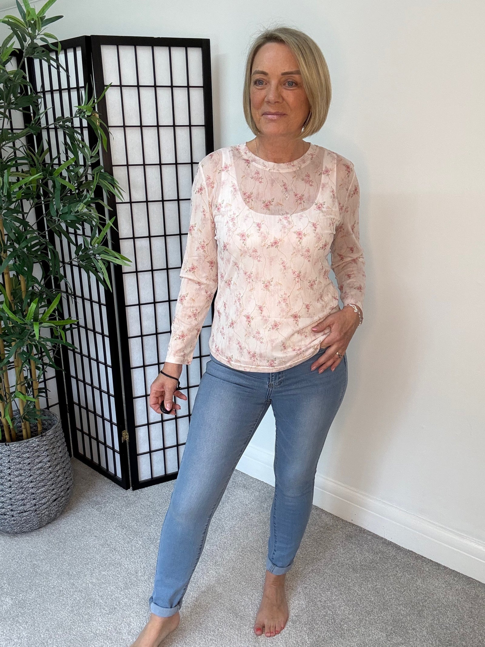 Carissa Floral Print Mesh Top 8-18