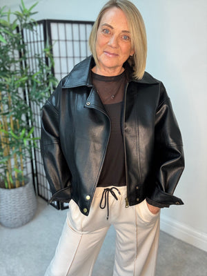 Frankie Faux Leather Jacket Black