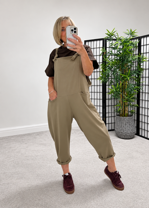 Nina Jersey Barrel Dungarees 8-16 Mocha