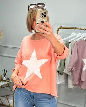 Star Long Sleeve Sweat 8-16 Coral - Susie's Boutique