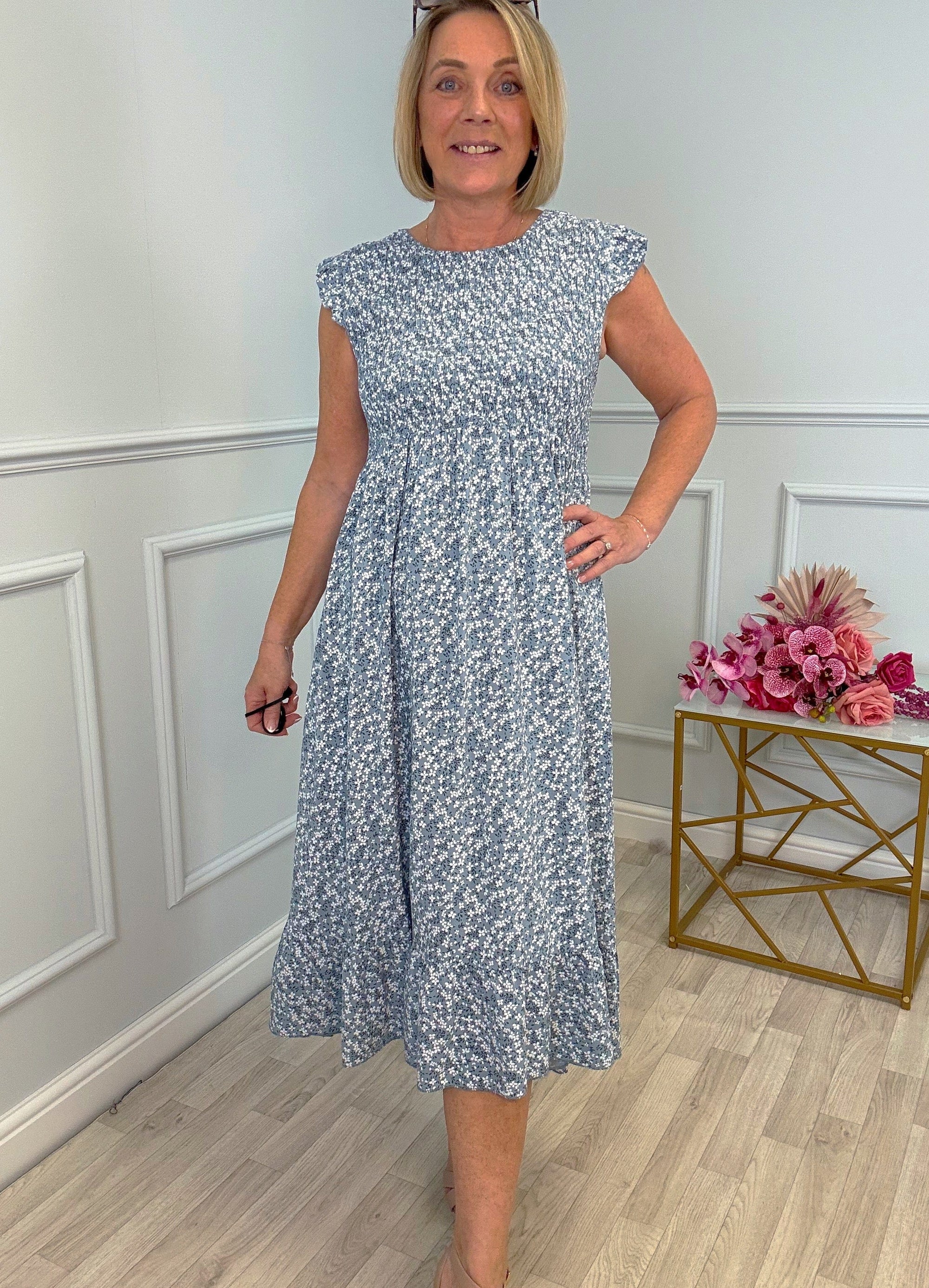 Irina Ditsy Print Midi Dress 8-16 - Susie's Boutique