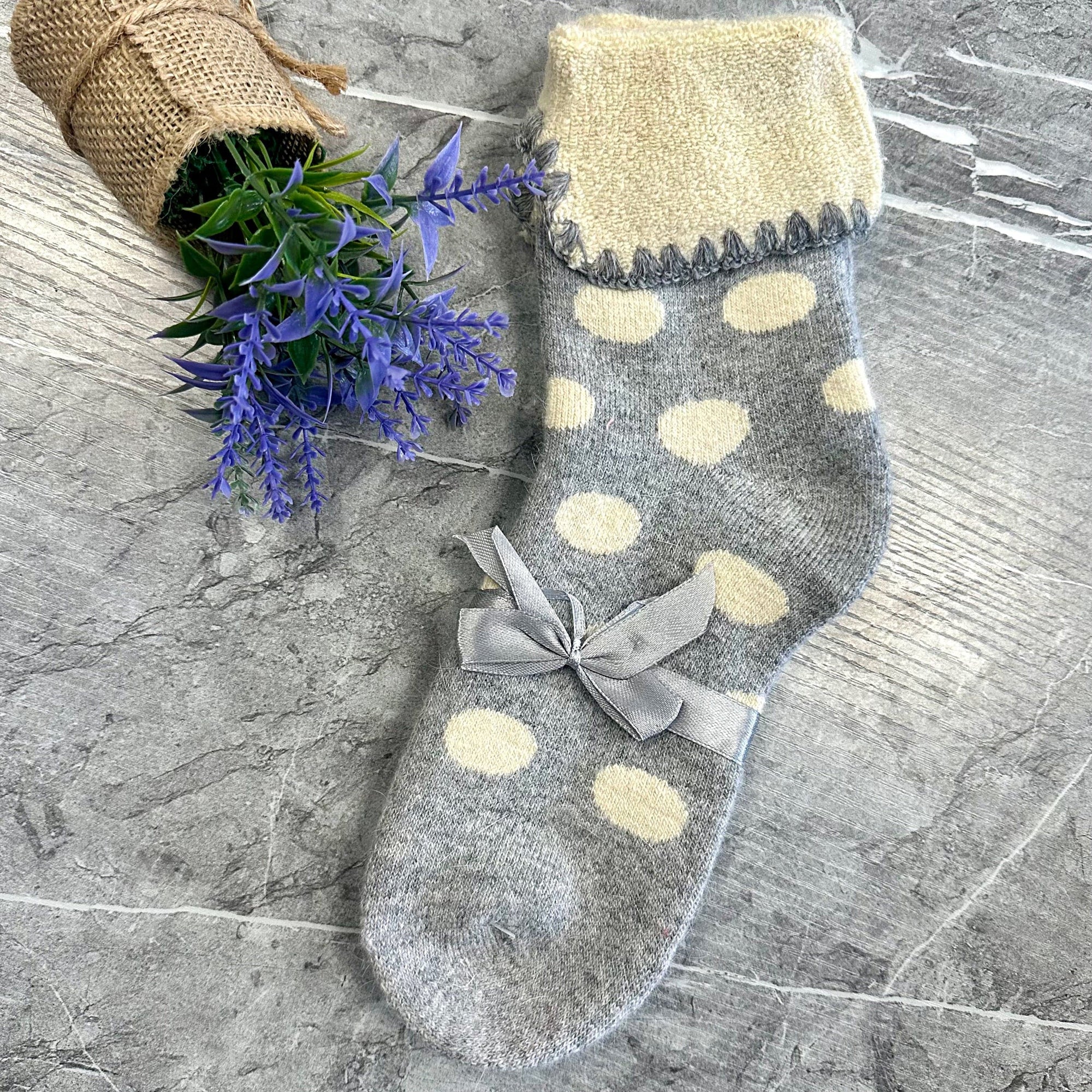 Polka Dot Fold Over Bed Socks (3Colours) NO RETURNS ON SALE ITEMS