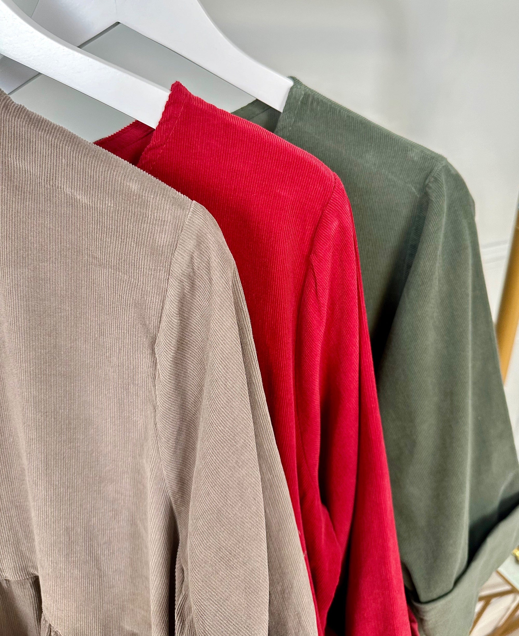 Faye Pin-cord Tunic Dress 10-18 Khaki - Susie's Boutique