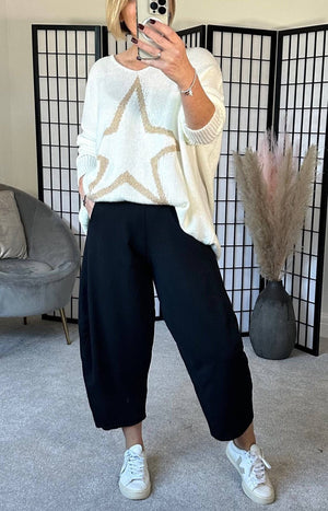 Georgia Barrel Cocoon Trousers / Joggers 8-20 Black