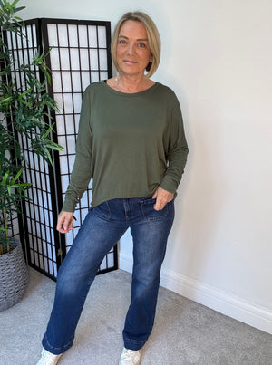 Hallie Scoop Hem Sleeved Top 8-20 more colours