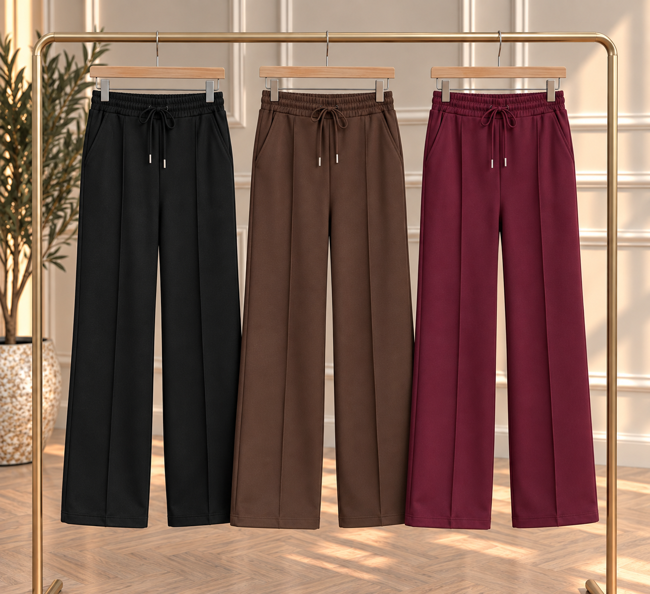 Alexandria Wide Straight Leg Trousers 8-18 Wine
