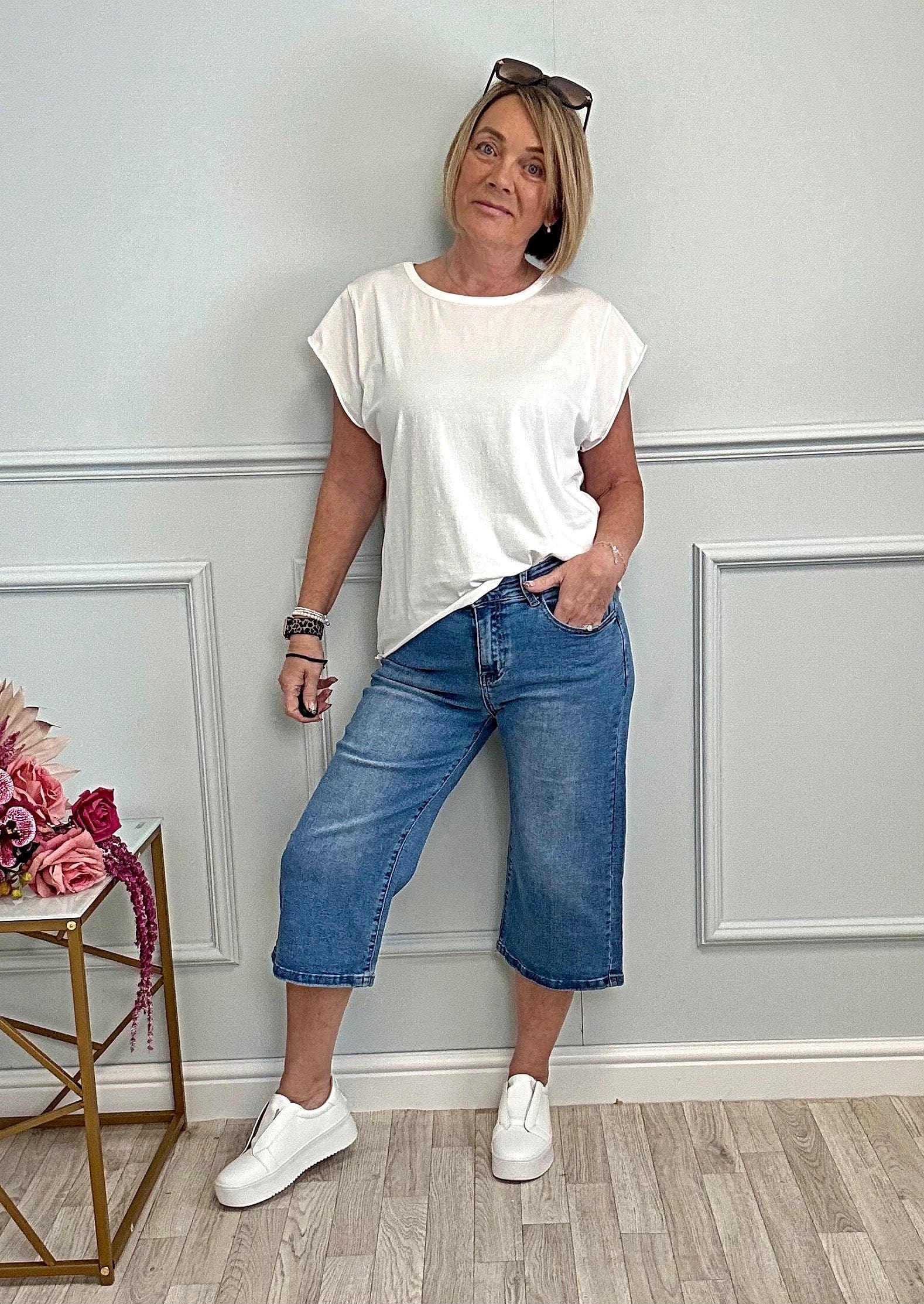 Rosa Culotte Jorts Wide-Leg Cropped Denim (Sizes 10-20)
